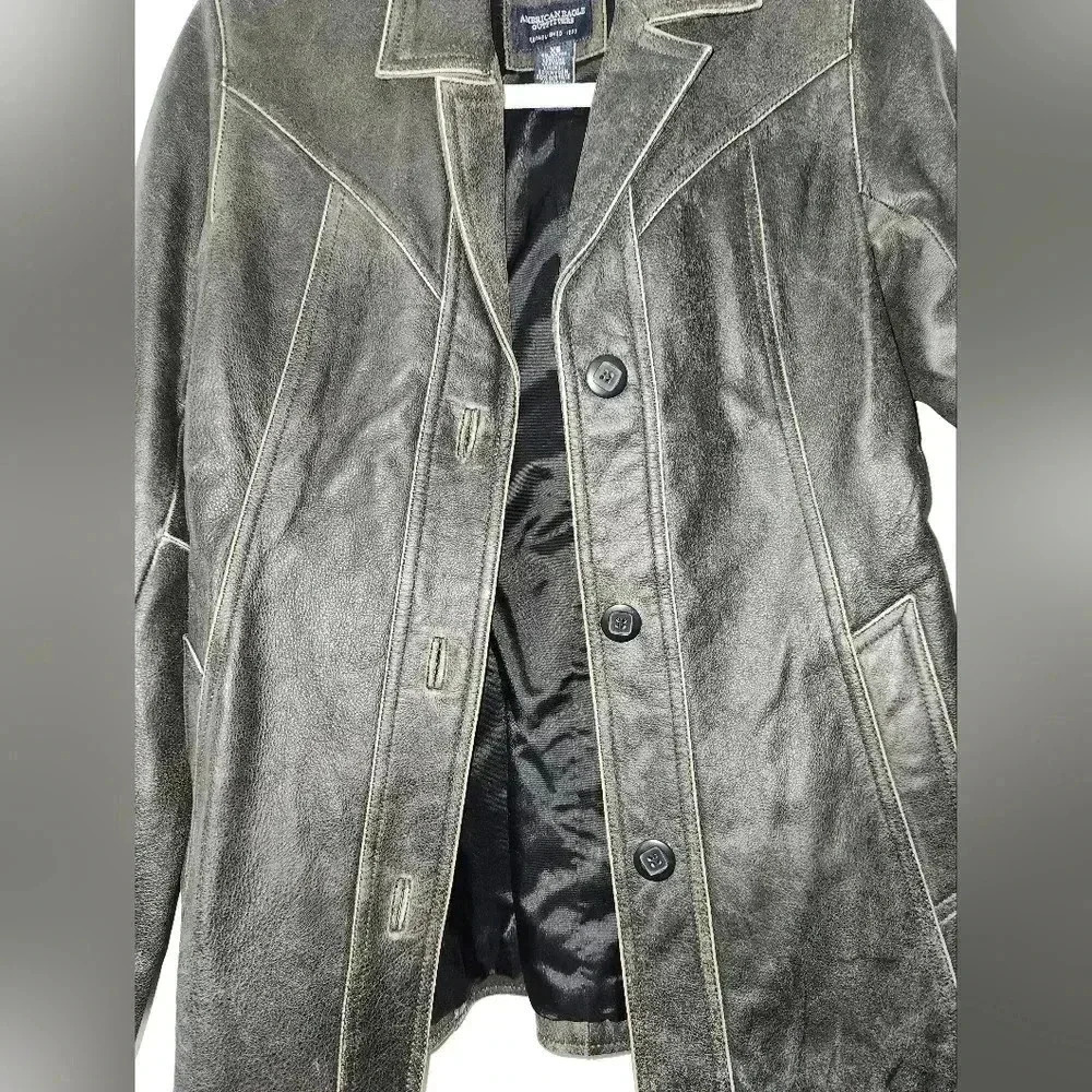 Vintage AMERICAN EAGLE OUTFITTERS Leather Jacket Size XS - Picture 5 of 6